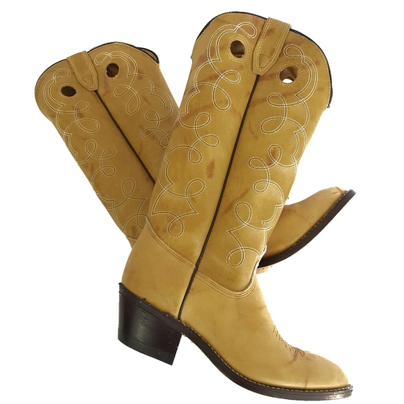 Acne Studios Shoes - ACME tan distressed cowboy boots